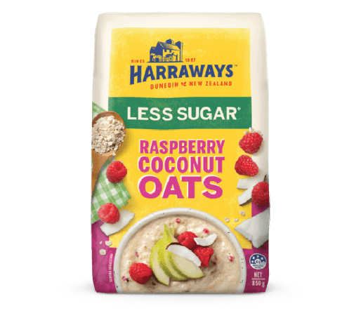 Harraways less sugar raspberry coconut oats